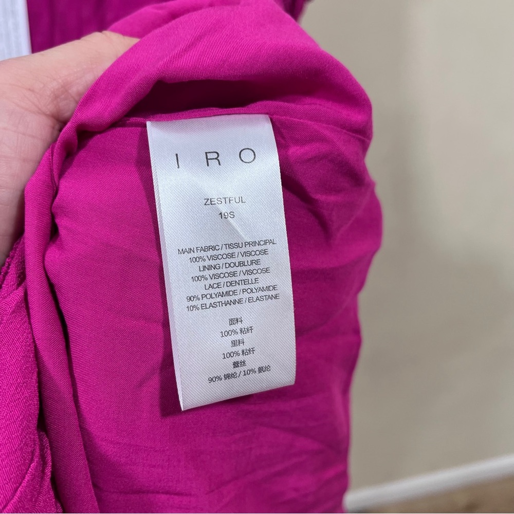 IRO NWT $425 Zestful Lace Trim Mini Dress Fuschia size 36 - Picture 7 of 8